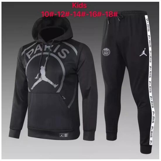 Kids PSG Black Sweat Shirt and Pants Training Suits 2020/21